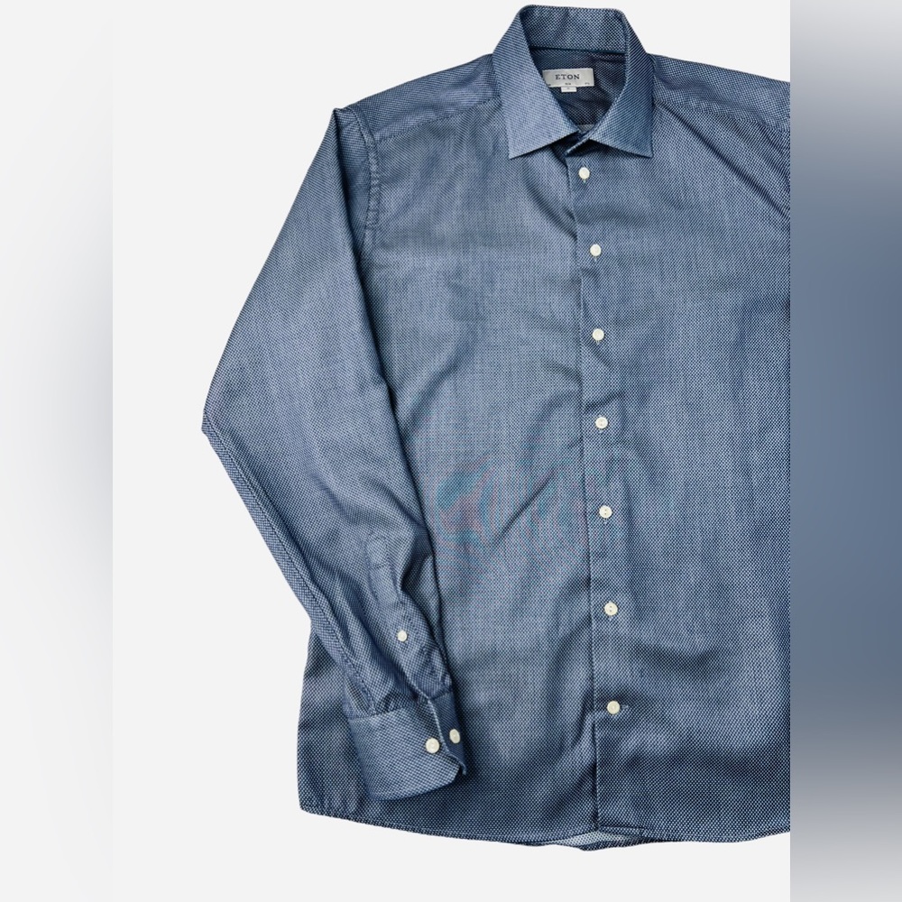 ETON Slim Fit Size XL Men’s Blue Oxford Cotton Shirt MSRP $185 - Picture 3 of 13